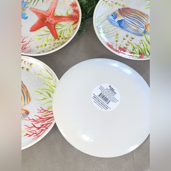 Better Homes & Gardens 4 Count Melamine 8.5" Plates Starfish Fish Ocean Beach - Picture 2 of 2